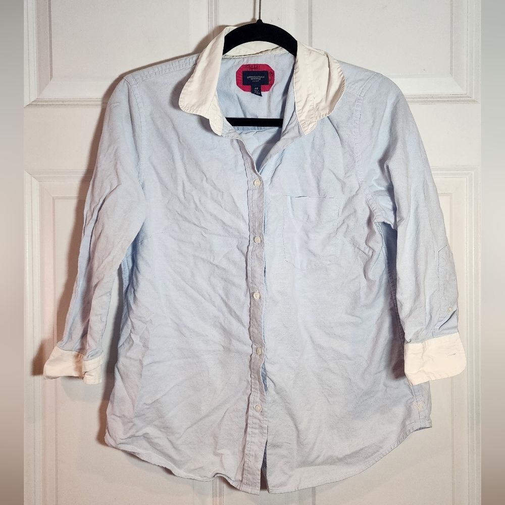 American-eagle Women's Blue and White Shirt